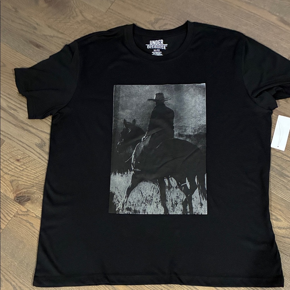 Under Disguise M Black Cowboy on Horse Graphic T-Shirt Buy One, Get One for 2